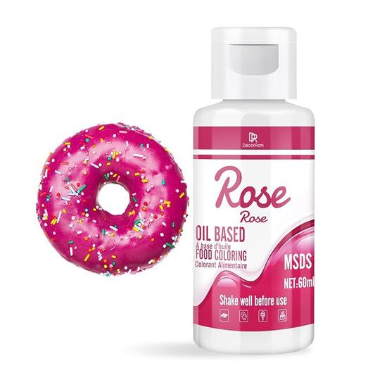 Oil Based Food Coloring - Vibrant Food Coloring for Chocolate, Candy Melts, Baking, Cake Decorating - Upgraded Edible Food Color Dye for Icing, Fondant,Butter, Cookie, DIY Crafts - 2 Fl.oz (Rose)