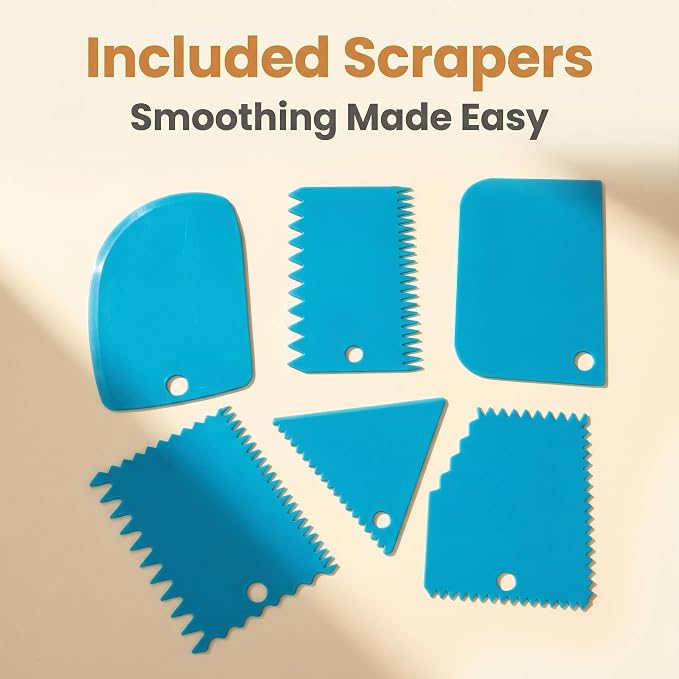 Baking & Pastry Tool Kit, 14 Nozzles & 6 Blue Scrapers, Reusable Bags & Ties, Versatile Kitchen Accessories for Decorating & Dough Shaping (20)