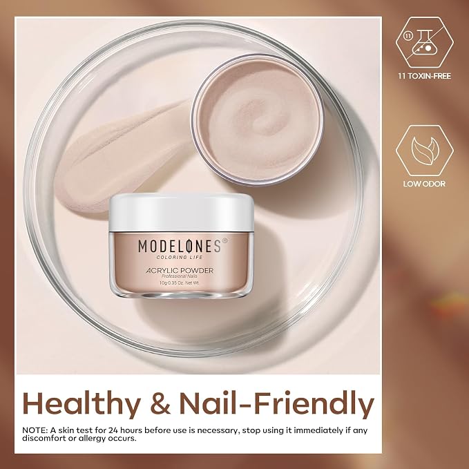 Modelones Nude Acrylic Powder 6 Colors Acrylic Nail Powder Kit Chocolate Brown Latte Soft Tones Cover Powder for Nail Art Extension No Nail Lamp Needed