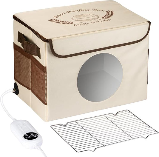 Foldable Proofing Box for Sourdough Bread Baking,Bread Proofers with Temperature Timer Controller (86-113℉),Space-Saving Bread Proofing Box,Dough Proofer with Metal Rack,Warmer for Sourdough Starter