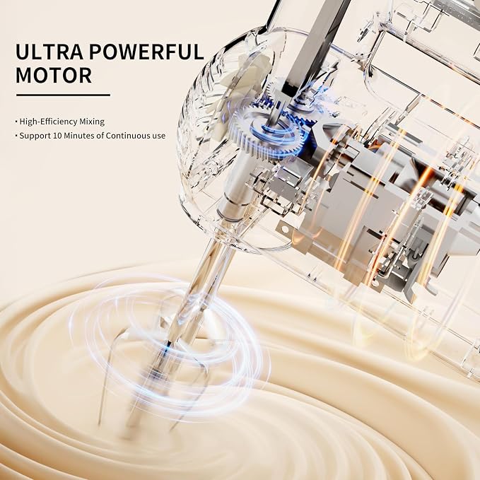 Hand Mixer Electric Handheld, Lightweight Hand Mixer Upgraded Motor, 5-Speed Electric Mixer With Stainless Steel Beaters, Dough Hooks, Westcookaid Turbo Ultra Power+ Eject For Cakes Eggs, White