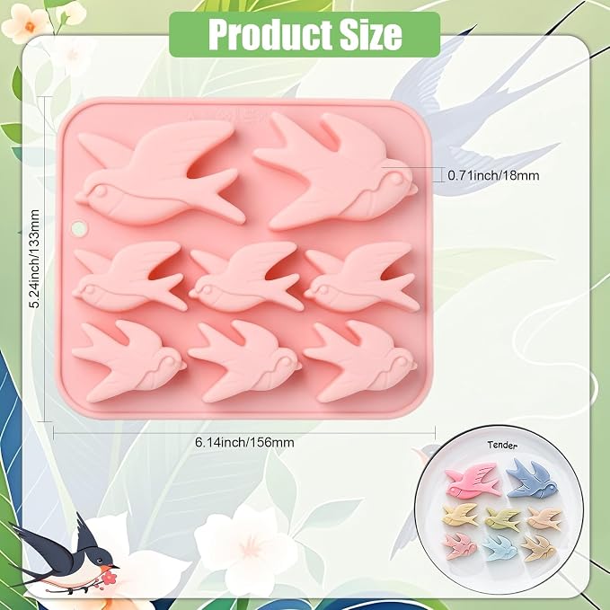 Ipotkitt 2pcs Pink Swallow Shaped Silicone Candy Molds Bird Animal Gummy Molds for Jelly Fondant Chocolate Candy Ice Cake DIY Crafts Keto Fat Bomb