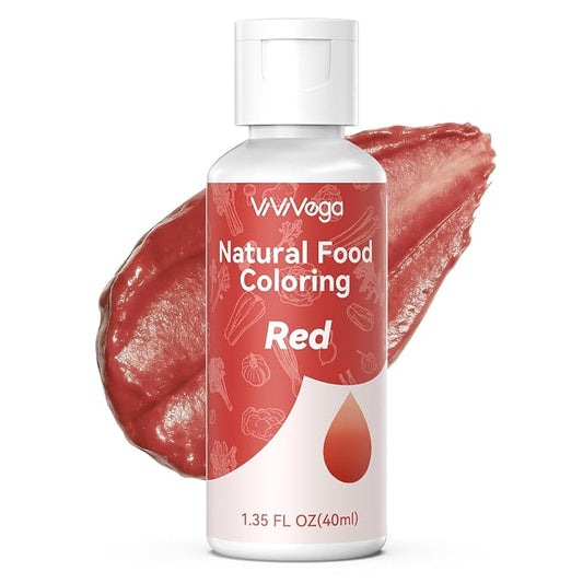 Dye-Free Food Coloring, Natural Food Coloring Gel No Artificial Dyes, Non-Toxic, Natural Food Dye for Icing, Frosting, Cake Decorating, 40 Milliliters - Red