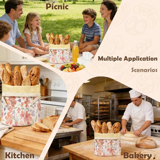 2 Pack Beeswax Bread Bags with Zipper Seal, Large 17''x13'' Reusable Bread Storage Bags with Natural Beeswax Liner, Cotton Cloth Sourdough Bags for Homemade Bread, Baking & Freezer Storage Keep Fresh