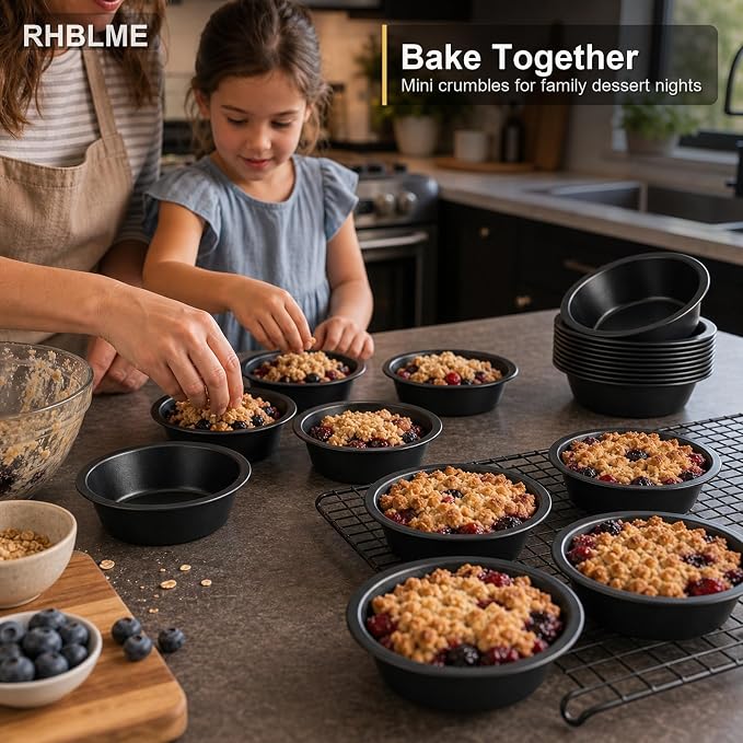 RHBLME 10 Pack Mini Pie Tins, Nonstick 4 Inch Small Pie Pans, Carbon Steel Individual Pie Tins for Baking Dessert, Fruit Pie and Beef Pie, Oven Safe & Dishwasher Safe