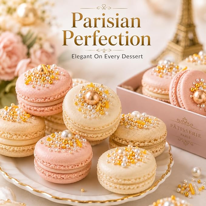 Confect Gold Pearl & Rod Sprinkles Mix – Metallic Edible Pearlized Sugar Balls for Cake Decorating, Cupcakes & Desserts | Vegan, Gluten-Free, Nut-Free, Soy-Free, Dairy-Free, Palm Oil-Free- 4.2 Oz