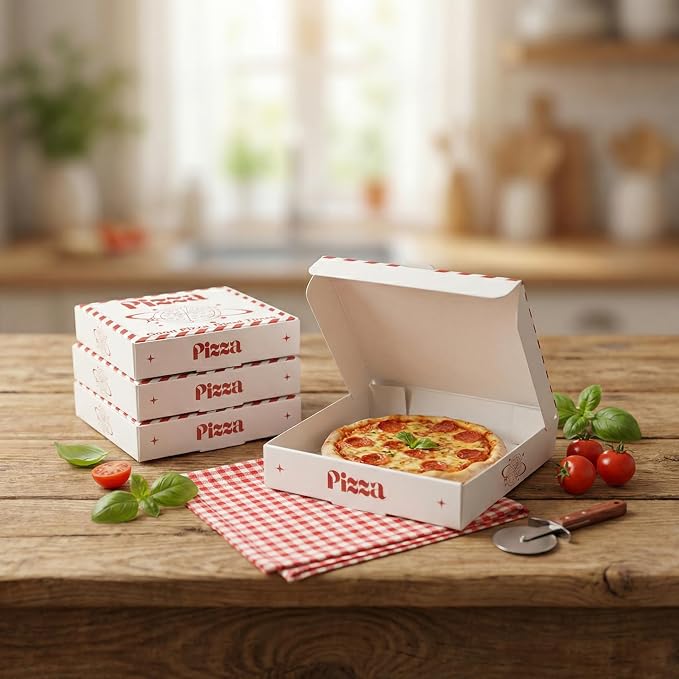 50 Pack Square Mini Pizza Boxes, 3.54 x 3.54 x 0.79 Inches | Planet Pattern Cardboard Food Containers, Space Themed Gift Box, Disposable Party Favor Box for Birthday Holiday