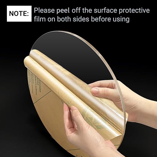 2 Pieces 1/8" Round Plexiglass Sheet, 16 Inch Diameter Clear Acrylic Circle, Round Cake Disk Acrylic Sheet, Plexiglass Table Top, Acrylic Backdrop
