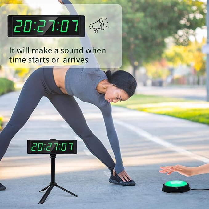 YZ Gym Timer Clock for Home Gym, Fitness Timer with Stopwatch, Large Digital Stopwatch Countdown Clock, 12/24H Digital Wall Clock, with Stand