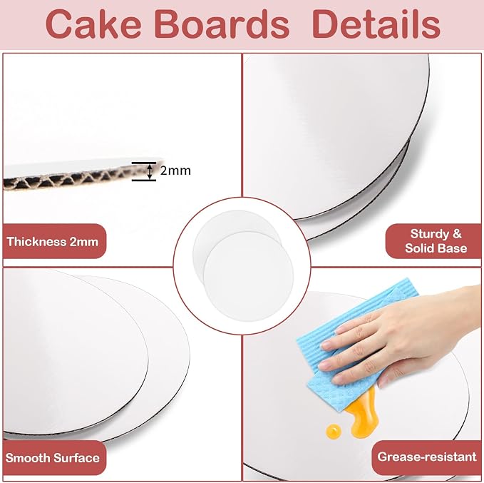 2 Pack Cake Boxes with Cake Boards, 12 Inch Tall Cake Box, Disposable Cake Transport Container, White Cake Carrier Holder for Baked Goods Cookies Dessert Pastry Cupcakes Bakery (12×12×8 Inches)