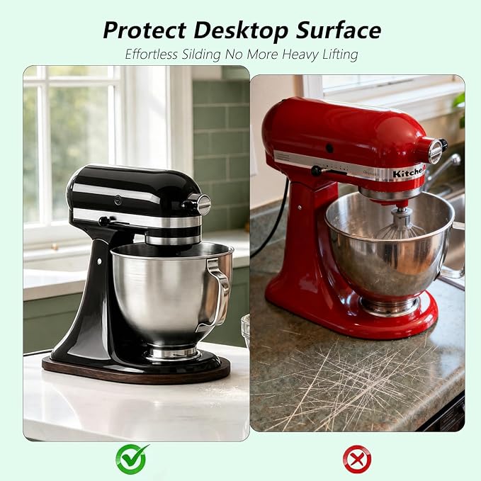 Mixer Slider Mat for Kitchenaid Stand Mixer, 4.5-5 Quart Stand Mixer Kitchen Aid Accessories and Attachments, Pine Wood Appliance Slider Mat Artisan Series for Countertop Protect