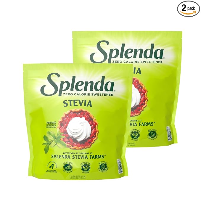 SPLENDA Stevia Zero Calorie Sweetener for Baking, Plant Based Sugar Substitute Granulated Powder, Resealable Twin Pack Bags, 25.22 Ounce (Each Pouch: 12.61 oz)