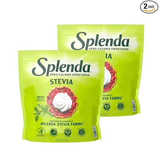 SPLENDA Stevia Zero Calorie Sweetener for Baking, Plant Based Sugar Substitute Granulated Powder, Resealable Twin Pack Bags, 25.22 Ounce (Each Pouch: 12.61 oz)
