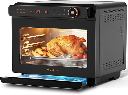 OUNIN 24L Steam and Air Fryer Combo Countertop Oven,11-in-1 Convection Baking and Steam,Bake,Broil,Dehydrate,304 Stainless Steel,Fast Cooking with Precise Electronic Temperature Control,for Gifting