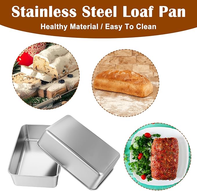 8 Pack Loaf Pan Set, 9x5 Inch Bread Loaf Pans for Baking Bread Stainless Steel Meatloaf Toast Baking Pans for Homemade Brownies Pound Cake, Oven & Dishwasher Safe