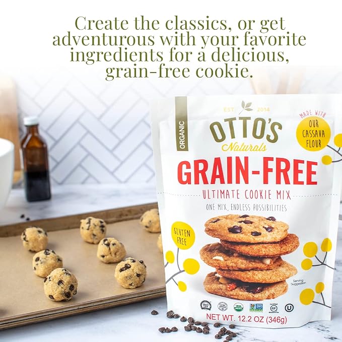 Otto’s Naturals Grain-Free Ultimate Cookie Mix, Made with Organic Cassava Flour, Gluten-Free All-Purpose Cookie Mix, Non-GMO Verified, 12.2 Oz Bag (Pack of 4)