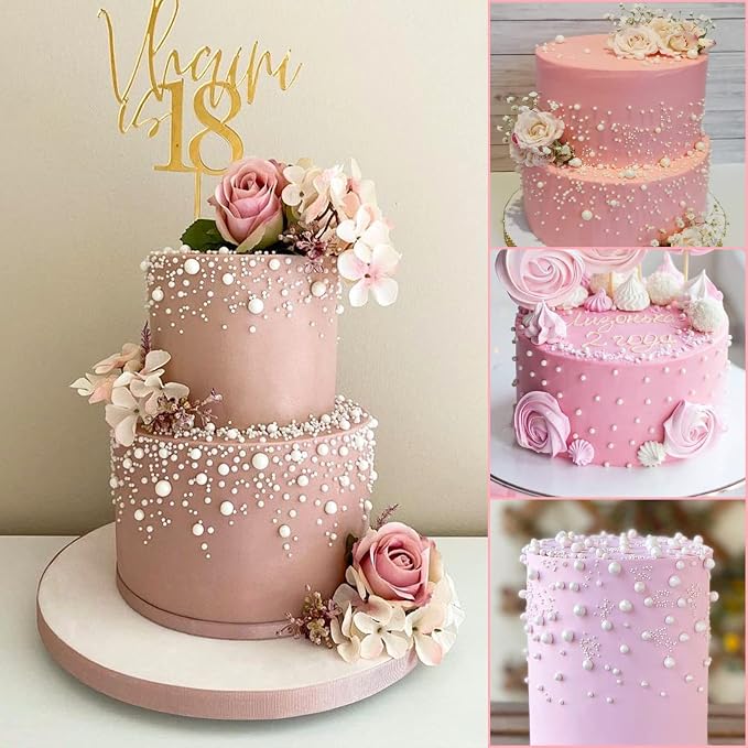 Sentovac White Pearl Sugar Sprinkles Edible Cake Decorating Pearl Candy Sprinkles Cookie Cake Cupcake Topper Baking Decorations Halloween Christmas Wedding Supplies