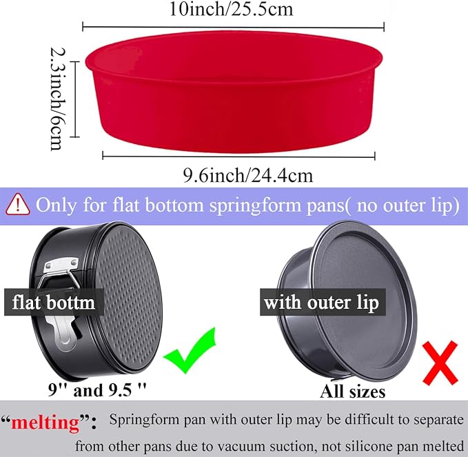 Silicone Springform Cheesecake Pan Protector for 9'',9.5'' Round Springform Pan, Cheesecake Water Bath Protector, Baking Accessories Preventing Water from Entering, 10 inch