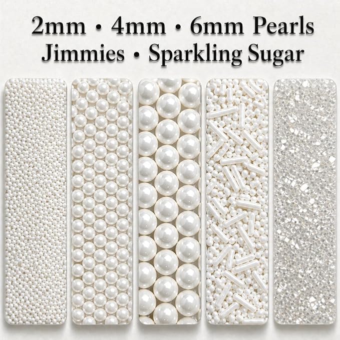 Confect White Pearl Christmas Sprinkles – Frozen & Earthday Sprinkles – Edible Cake Topping for Cupcakes, Cookies, Desserts – Celebration Baking Decoration – Vegan, Gluten-Free, Nut-Free, Soy-Free, Dairy-Free , Handcrafted Sprinkle – 5 Oz