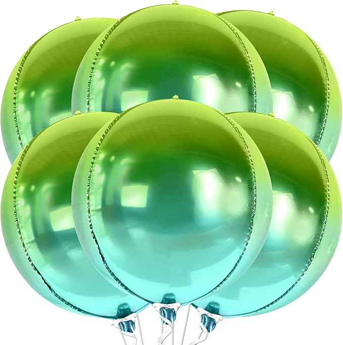 KatchOn, Big Gradient Green Mylar Balloons - 22 Inch, Pack of 6 | XtraLarge Metallic Green Balloons for St Patricks Day Decorations, Tropical Party Decorations, Ramadan Decorations, Birthday Décor