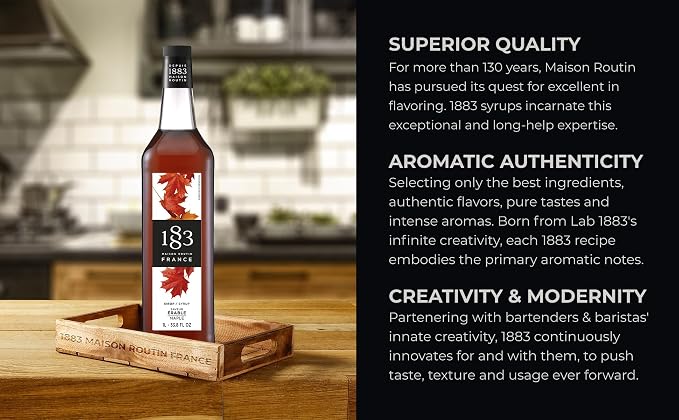 1883 Maple Syrup for Drinks, Made in France, 1 Liter Glass Bottle