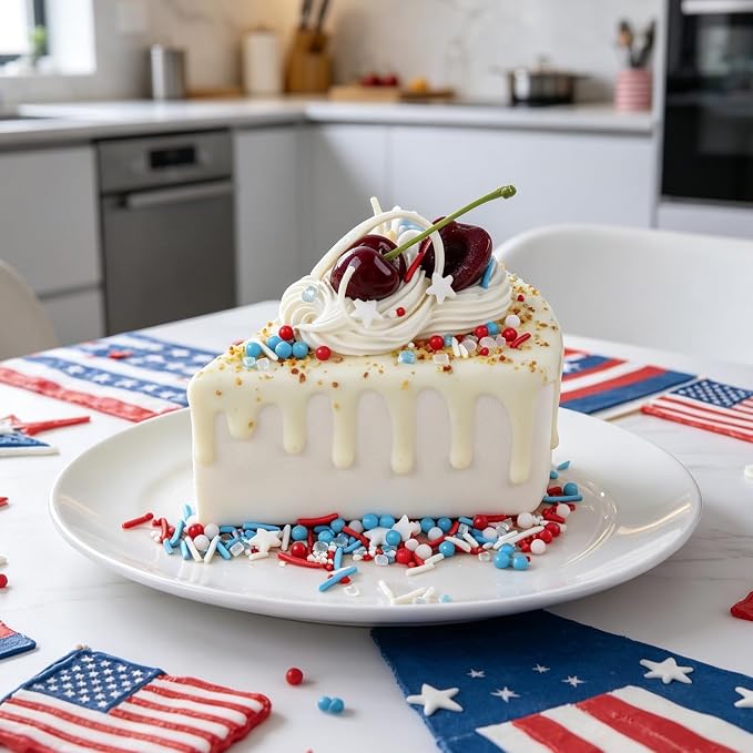 Red White and Blue Sprinkles, Patriotic Jimmies Nonpareils White Star Sprinkle Mix, 4.6oz Edible 4th of July Sprinkles for Baking, Ice Cream, Cookies, Cupcake Toppings