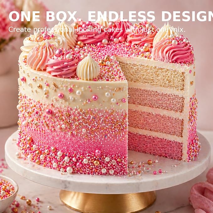 Confect Pretty in Pink Sprinkles Mix – Blush Pink, Silver & White Pearl Dragees, Sky Blue & Pink Jimmies, Sparkling Sugar – Cake Decorating Sprinkles for Cupcakes, Cookies & Party Treats | Vegan, Gluten-Free, Nut-Free, Soy-Free, Dairy-Free, Palm Oil-Fr...
