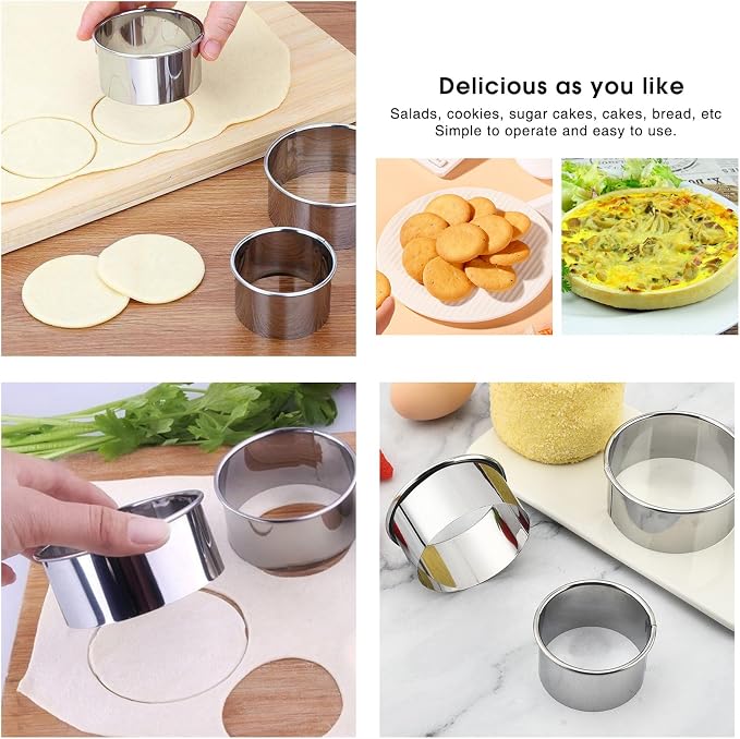 6 PCS Round Cookie Cutter Set, Stainless Steel Circle Biscuit Cutters for Baking (2/3/3.5/4/5/6 In)