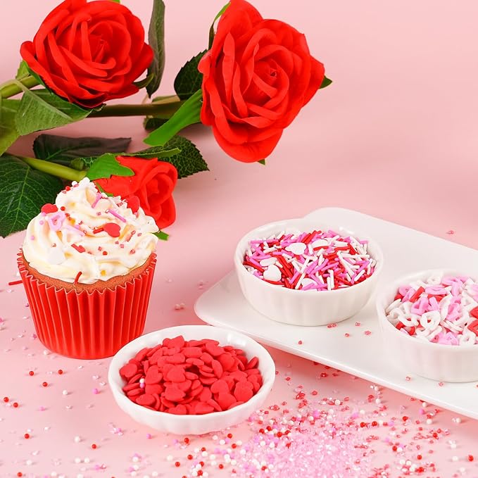 Valentines Sprinkles Mix - 6.35 oz with Pink Red and White Hearts Jimmies, Nonpareils & Sanding Sugar Sprinkles for Cake Decorations, Baking, Cookie, Cupcake Topper Decorating