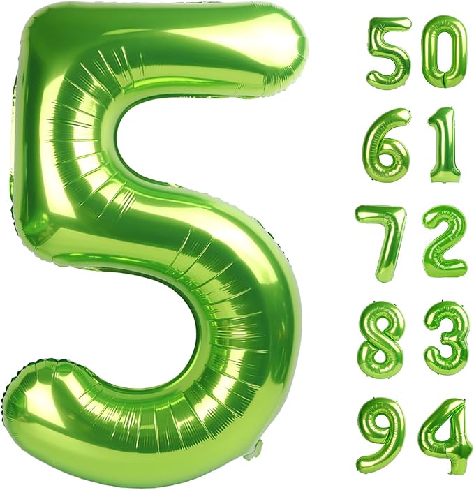 Light Green 5 Balloon, Number Balloons 40 Inch, 5th Birthday Balloon Decorations, Light Green Party Supplies, 5 Number Balloons, Number 5 Balloon