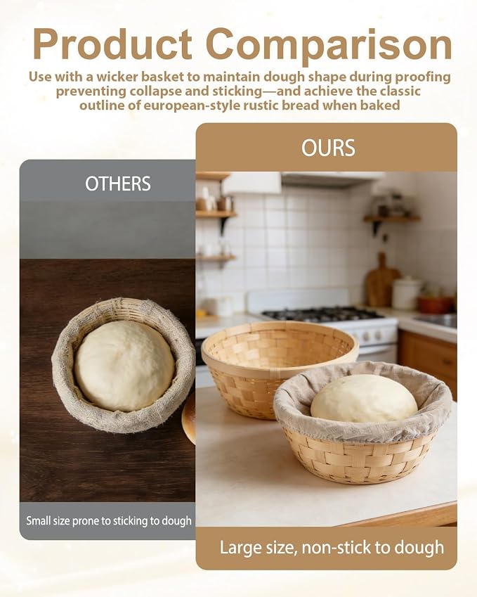 6 Pack Proofing Basket Linen Liner Banneton Liner 10 Inch Round and Oval Bread Proofing Cover Reusable White Cotton Cloth for Dough Rising Sourdough Baking Supplies Home Kitchen Accessories