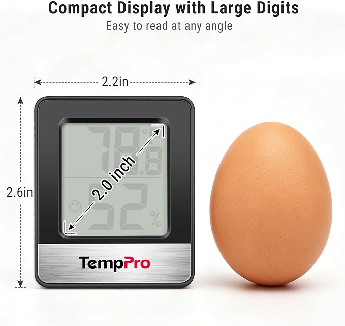 TempPro TP49 Digital Hygrometer Indoor Thermometer Humidity Meter Room Thermometer with Temperature and Humidity Monitor Mini Hygrometer Humidity Meter (Previously ThermoPro)