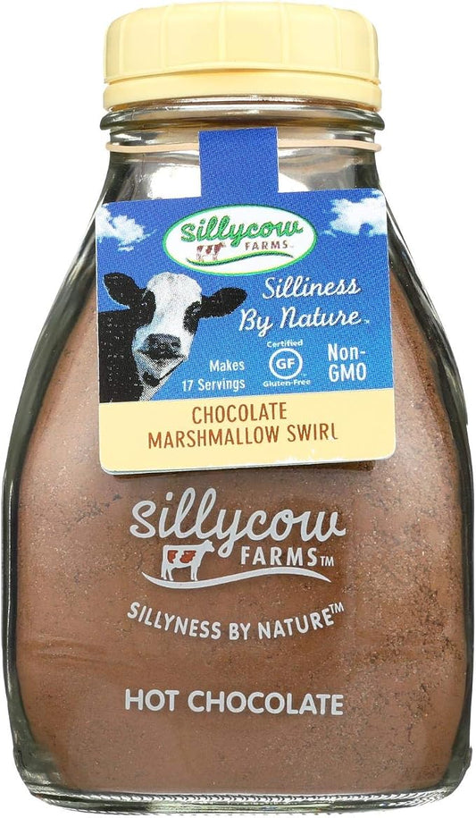 Silly Cow Farms Marshmallow Swirl Hot Chocolate | Gluten-Free | Non-GMO | Hot Cocoa Mix with Dutch Processed Cocoa Powder | Made with Real Ingredients | 16.9 oz Glass Bottle (Pack of 1)