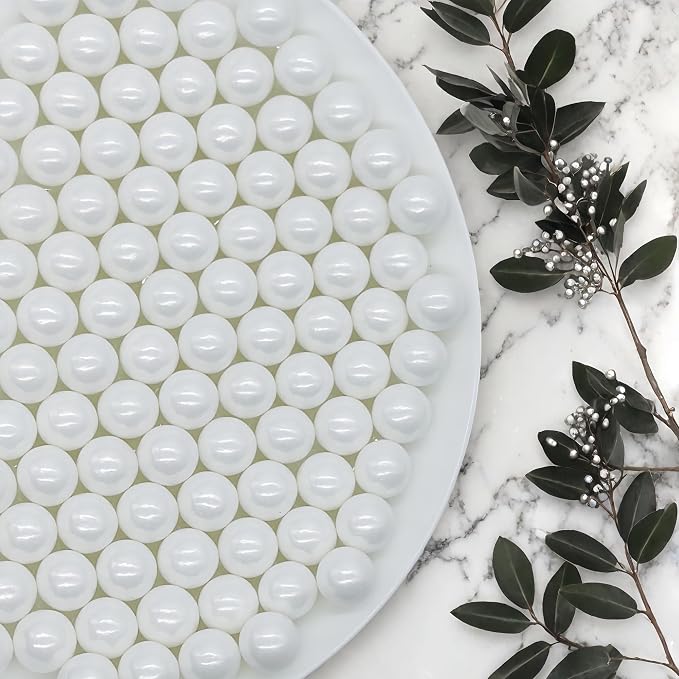 10mm Edible White Pearl Sugar Sprinkles Candy Mini Pearls Cake Decorations Cupcake Toppers Cookie Decorating Perfect for Wedding Party Valentine Halloween Christmas Supplies 3OZ