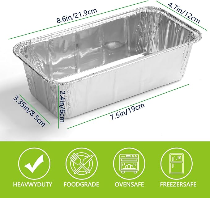 UBeesize 2Lb Thicker & Heavy Duty Disposable Aluminum Loaf Pans, 100 Pack Ultra Sturdy 8.5 x 4.5 Foil Bread Pans for Baking Banana Bread, Cakes, Meatloaf & Food Storage