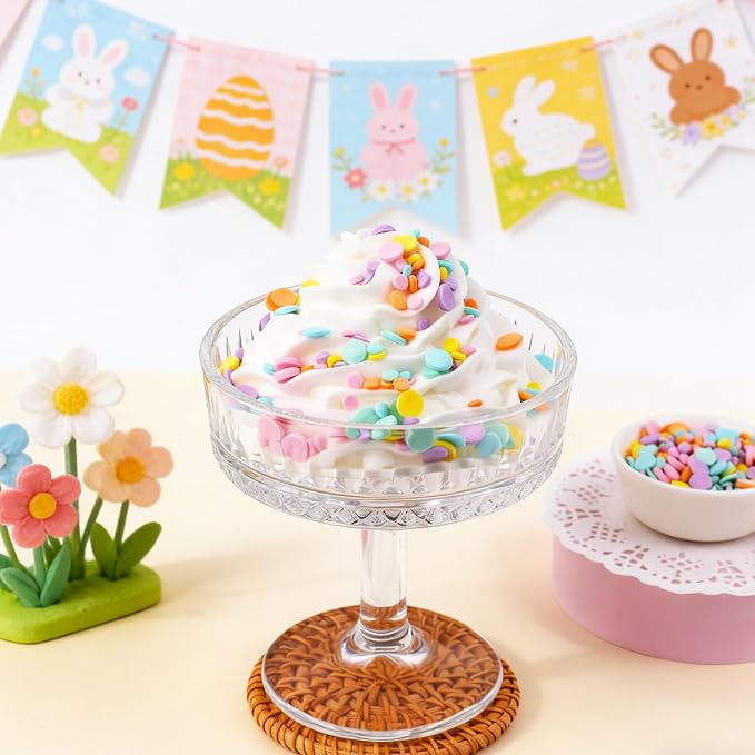 Pastel Confetti Sprinkles for Cake Decorating, Mix Edible Patel Rainbow Flat Round Funfetti, Ideal for Cookie, Macaron, Cupcake, Ice Cream Topping