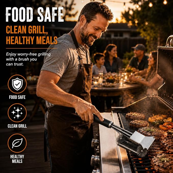Grill Scraper Tool Stainless Steel Griddle Scraper for Blackstone Flat Top Grill, Heavy Duty BBQ Cleaning Scraper with Adjustable Handle, Metal Scraper for Cast Iron, Kitchen & Outdoor Cooking