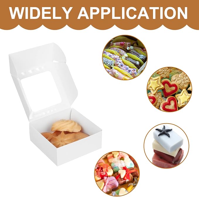 COTOPHER Soap Box, 30Pcs Small Soap Packaging Boxes 2.8x2.8x1.2 Inch Mini Kraft Boxes with Window Soap Boxes for Homemade Soap Candy Chocolate Bakery Cookies Soap Packaging