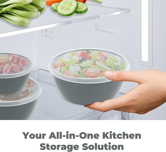 ZHANG XIAO QUAN SINCE 1628 Food Storage Containers Set of 4, PP5 Plastic Fresh-Keeping Container BPA Free, Airtight Lids, Microwave and Freezer Safe, GREY