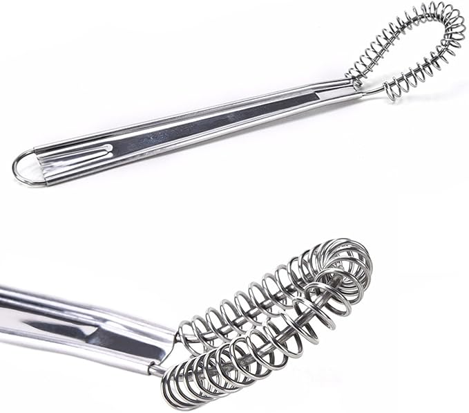 Best Utensils Stainless Steel Mini Egg Whisk Beater Handheld Milk Frother Foamer Foaming Creamy Coffee Mixer Spring Sauce Blender Kitchen Accessories, Pack of 2