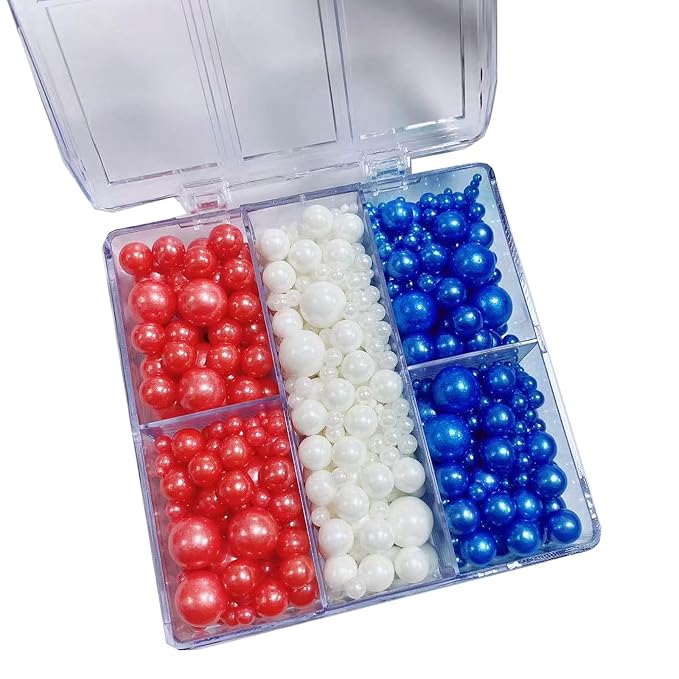 Sentovac Red White and Blue Pearls Sprinkles Edible Patriotic Sprinkle for Cake Decorating Candy Cookie Baking 4th of July Memorial Independence Day Decorations