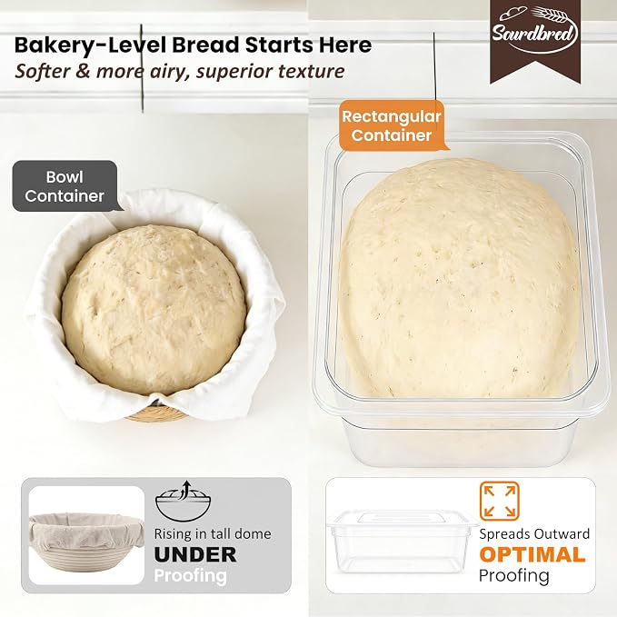 Dough Proofing Container, 10Qt Large Capacity Holds Up to 13.2Lb of Dough, BPA-Free Tray with Lid Dough Rising Box for Bread, Sourdough, Pizza Dough Stackable Dough Container(Clear 2 Pack)