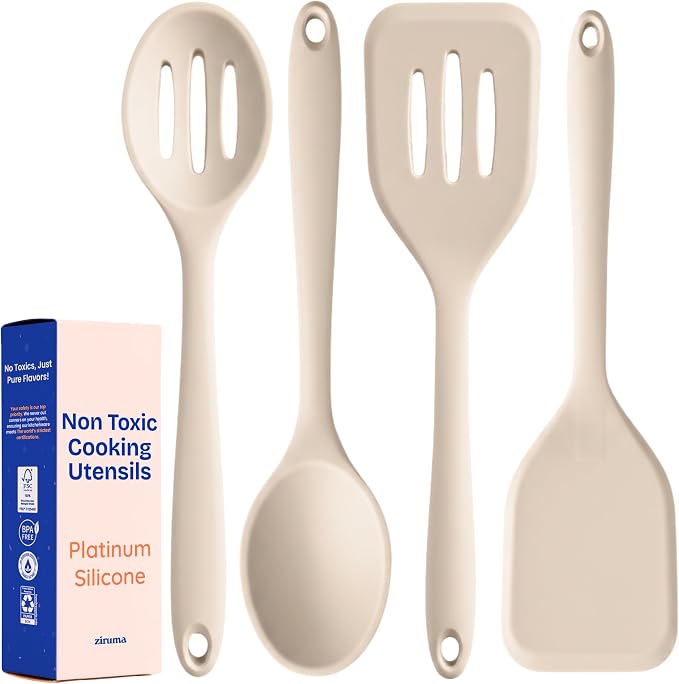 Non-Toxic Silicone Utensil Set Variation (4, Beige)