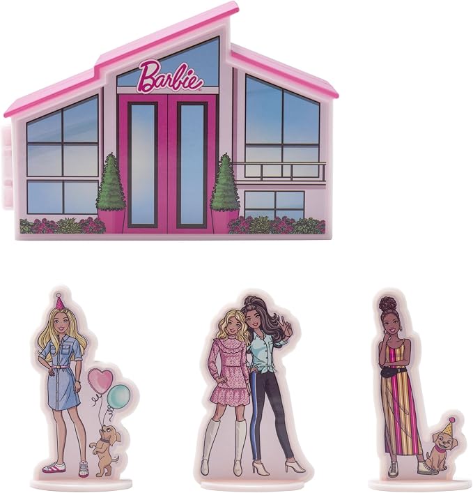 DecoSet Barbie Dreamhouse Adventures Cake Topper, 4 Piece Decoration With Dreamhouse and Friends, for Birthday Cake, Ready to Use