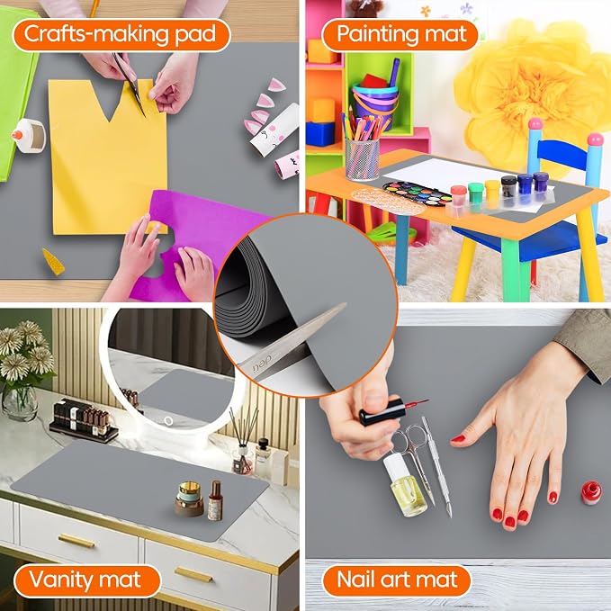 Large Silicone Mats for Kitchen Counter,16" x 72" Heat Resistant Silicone Mat,Food Grade Silicone Pastry Mat,New Skin-Friendly Material Silicone Countertop Protector Mat,Freely Cuttable, Dark Gray