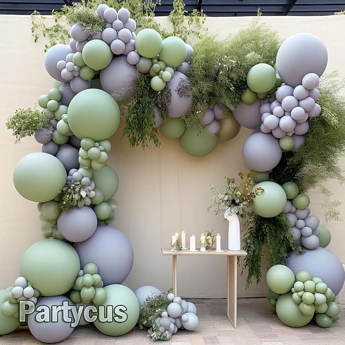 Dusty Green Balloons Different Sizes - Double Stuffed Light Olive Green Balloon Arch Garland Kit for Neutral Baby Shower Birthday Bridal Wedding Easter Party Decoration