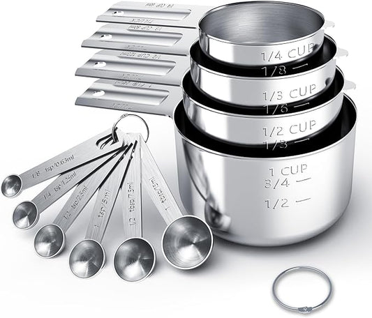 TILUCK Stainless Steel Measuring Cups & Spoons Set, Cups and Spoons,Kitchen Gadgets for Cooking & Baking (10)