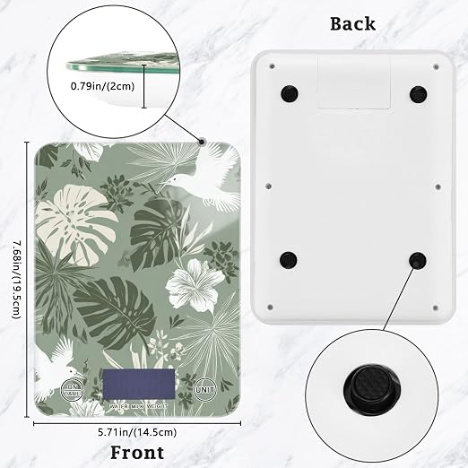 Food Scale Kitchen Scale Food Weight Scales Digital Weight Grams and Ounces Small Electronic Food Scale for Baking Cooking Tropical Palm Leaves Birds Flowers