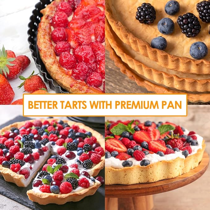 Gutsdoor Pie, Tart & Quiche Pan with Removable Bottom Nonstick Round Quiche Baking Dish Pie Pans for Baking Kitchen (11 Inch)