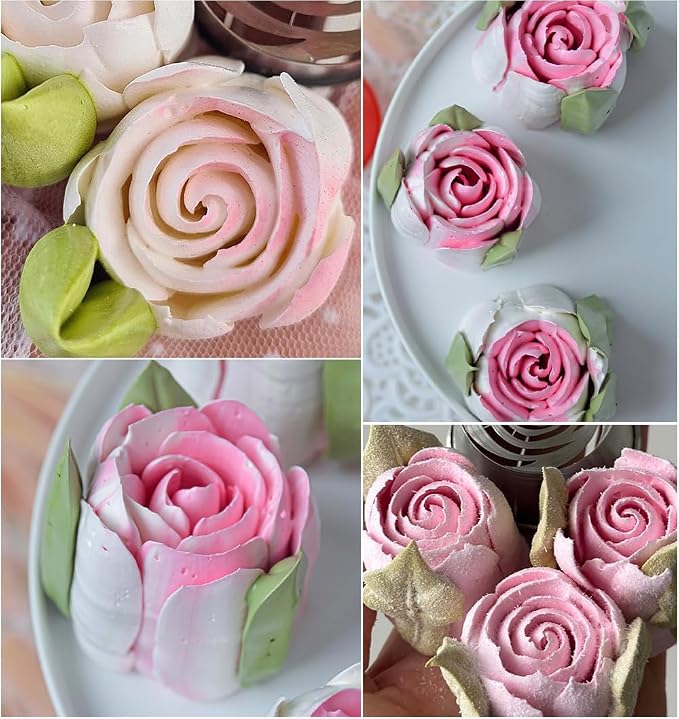 3 Pieces Stainless Steel Extra Large Russian Tulip Icing Tips Kit, Cupcake Dessert Marshmallow Piping Nozzle,2 XXL Russian Flower Tips,1 Medium Petal Tip for Cake Decorations